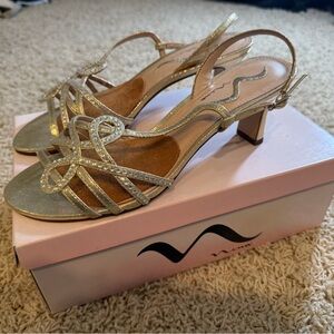 Nina Elegant Gold Strappy Heels